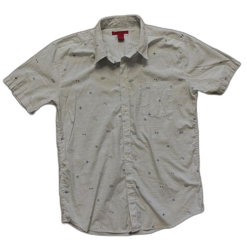 Montage Button Up Shirt Mens Sz XL PALM TREE Multicolor Print 100% Cotton Blend